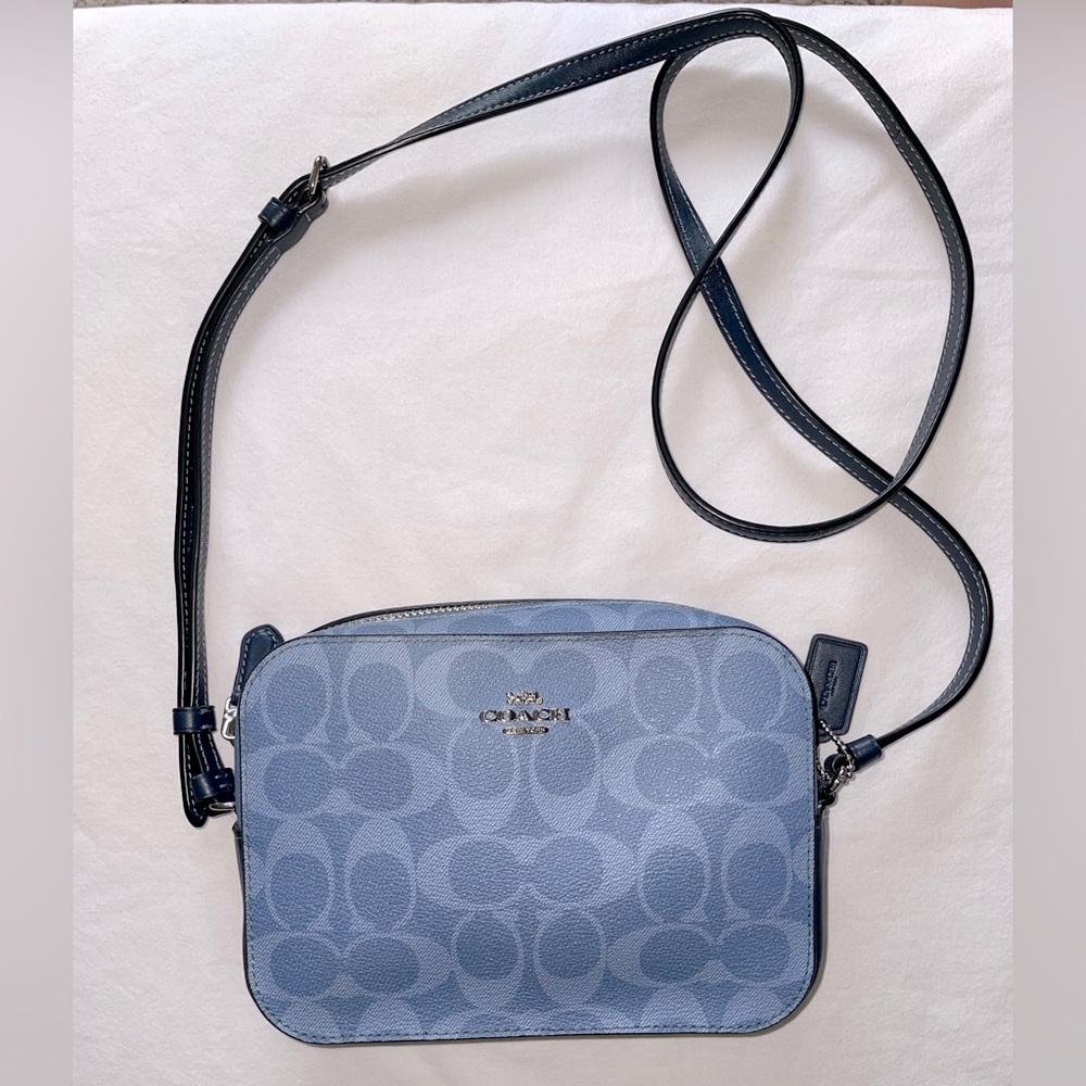 Coach blue crossbody leather bag